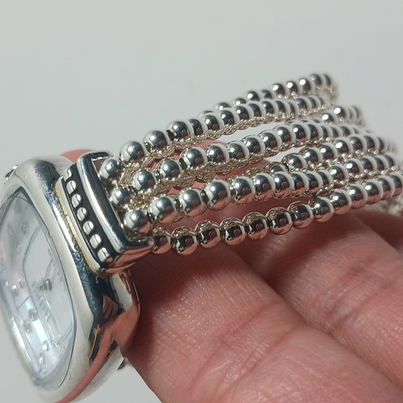 Ecclissi Beaded Stretch Watch 7-1/4" Sterling Silver - Picture 14 of 16